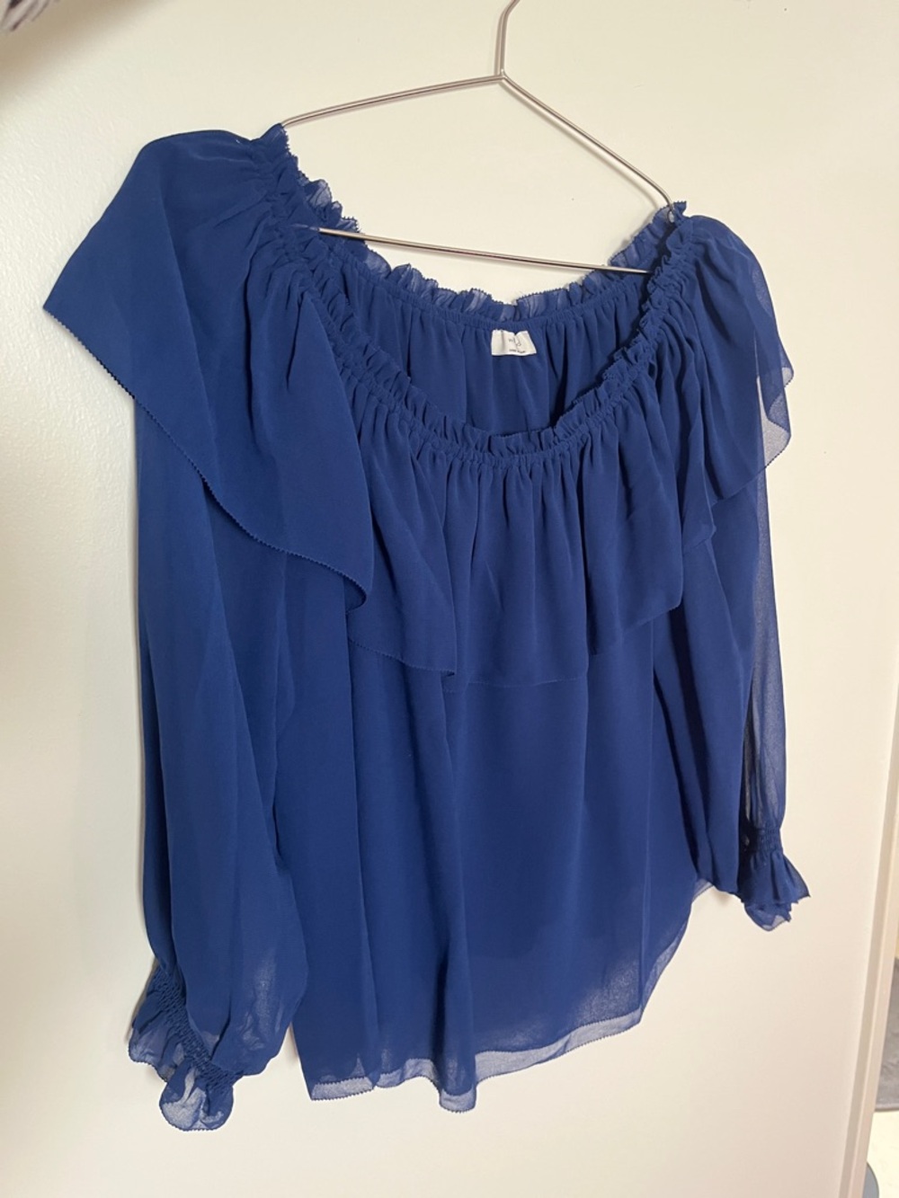 Wilfred Royal Blue Off-Shoulder Ruffle Blouse